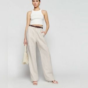 Reformation mason linen beige pants size 2